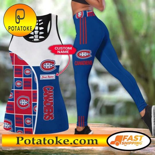 Discover Montreal Canadiens Hollow Tank Top And Leggings Set For Fans