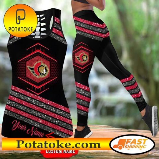 Ottawa Senators Hollow Tank Top And Leggings Set For Hockey Fans