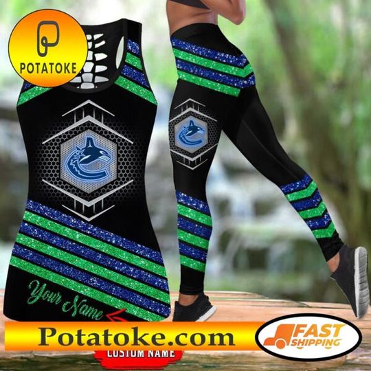 Vancouver Canucks Hollow Tank Top And Leggings Set For Hockey Fans