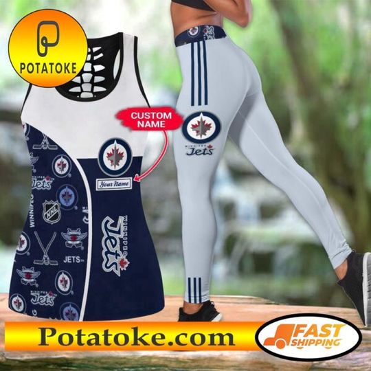 Winnipeg Jets Hollow Tank Top And Leggings Set For Fans