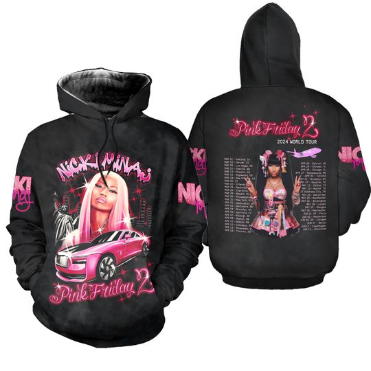 Nicki Minaj Hoodie, Nicki Minaj Tour TShirt, Pink Friday 2 Concert Shirt, Nicki Minaj Rapper 3D Hoodie, Gag City Nicki Minaj Hoodie