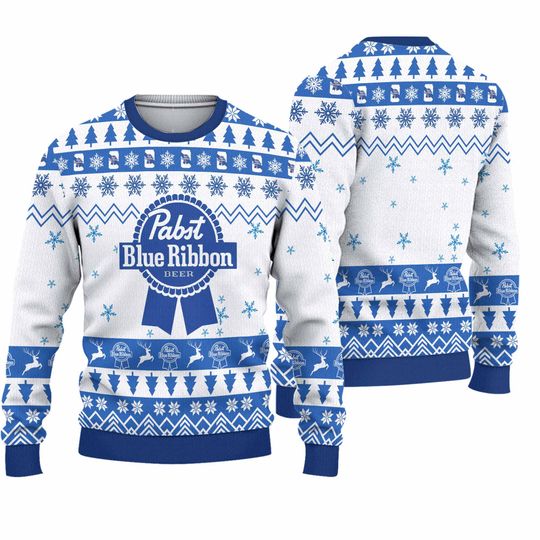 Pabst Blue Ribbon Christmas Ugly Sweater
