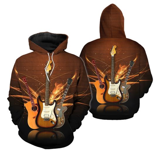 3D Printed Bass Guitar Hoodie for Women and Men Pullover