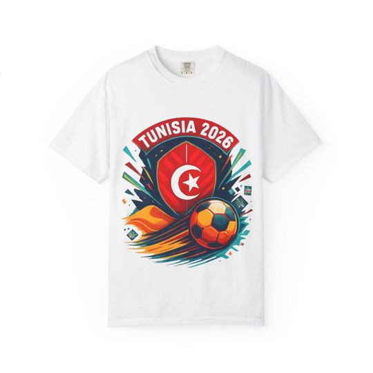 Discover Tunisia 2026 Soccer T-Shirt, Garment-Dyed Tee