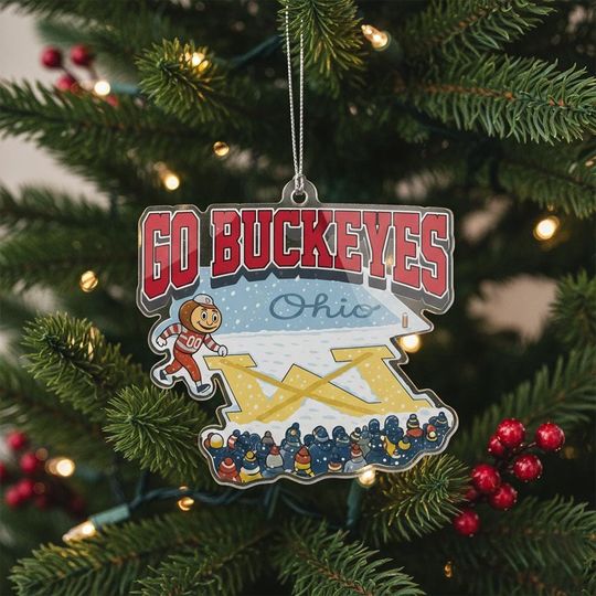 Discover Brutus Ohio State Snow Fan Football Ornament, Ohio vs Michigan Rivalry Acrylic Ornament, Funny Game Day Gift, Buckeye Fan Gift