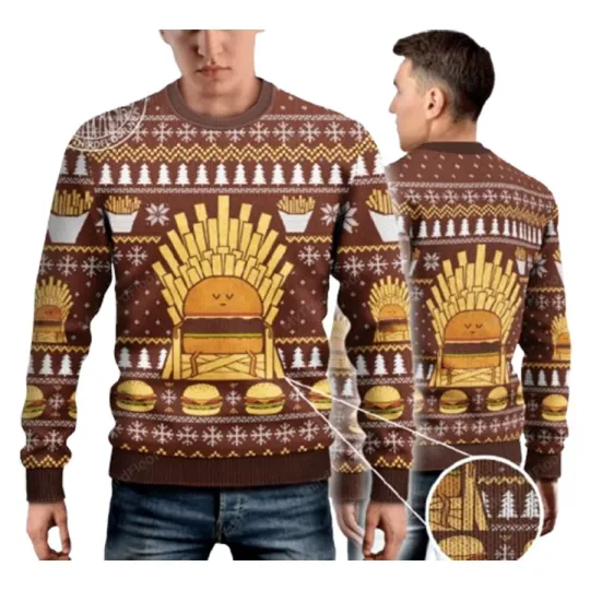 Discover Game Of Fries Burger Lovers Ugly Christmas Sweater