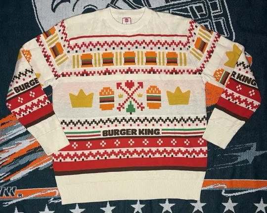 Burger King 2023 Merchandise RARE Ugly Christmas Sweater Mens Large L
