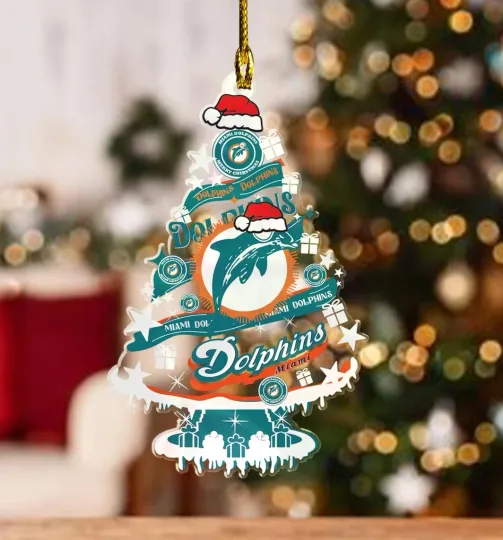 miami dolphins Christmas Ornament, tree décor, christmas gift for fan