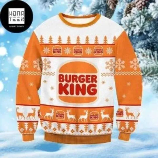 Burger King Classic Logo 2023 Ugly Christmas Sweater Holiday Gift