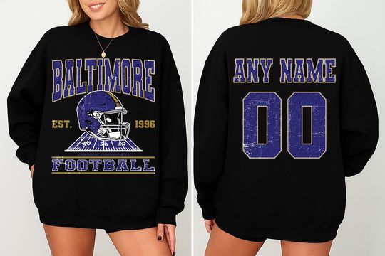 Discover Personalized Baltimore Football Sweatshirts - T-Shirts - Hoodie, Football Crewneck Sweatshirt, Baltimore Custom Football Shirt