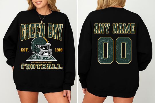 Discover Personalized Green Bay  Football Sweatshirts - T-Shirts - Hoodie, Football Crewneck Sweatshirt, Green Bay  Custom Football Shirt