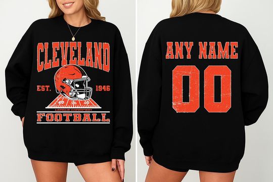 Discover Personalized Cleveland Football Sweatshirts - T-Shirts - Hoodie, Football Crewneck Sweatshirt, Cleveland Custom Football Shirt