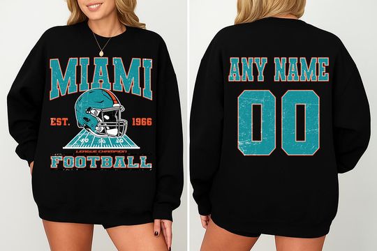 Discover Personalized Miami  Football Sweatshirts - T-Shirts - Hoodie, Football Crewneck Sweatshirt, Miami  Custom Football Shirt