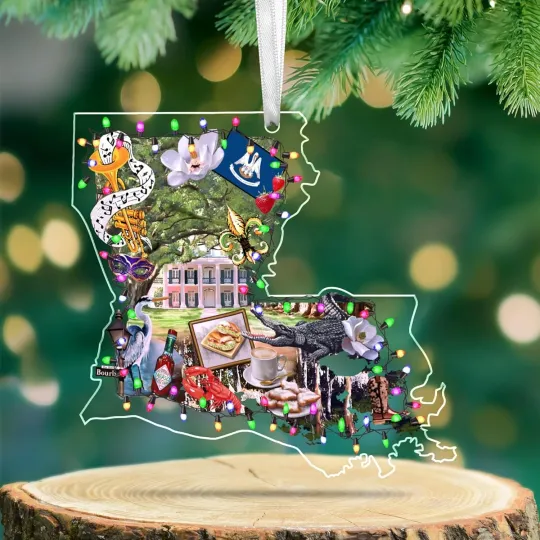 Louisiana Christmas Ornament 2025 Acrylic New Orleans Mardi Gras Christmas Gift