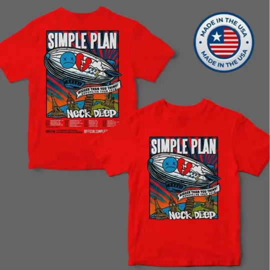 Discover Simple Plan Bigger Than You Think Europe And UK Tour 2026 Double Sided T-Shirt