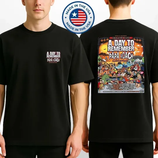 Discover To Remember Papa Roach Big Rock Tour 2026 Poster Double Sided T-Shirt