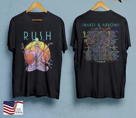 Discover Rush T-shirt Snakes Arrows Tour 2007 Tour Shirt Double Sided T Shirt