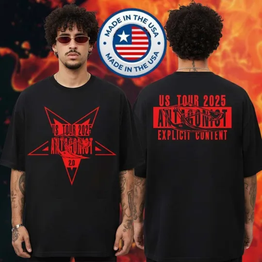 Discover Playboi Carti Merch Antagonist Tour 2.0 Star Unisex Double Sided T-Shirt