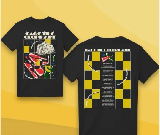 Cage The Elephant Abstract Checkered Tour Double Sided T-Shirt