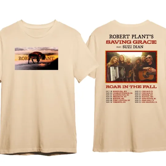 Robert Plant's Saving Grace Announces 2025 US Tour Dates Sand T-shirt