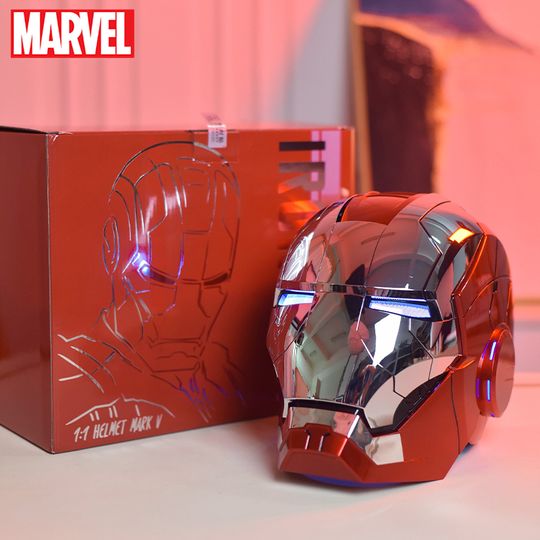 Discover New AutoKing 1:1 Mk5 Iron Man Helmet Cosplay Voice Control Eyes with Light Model Toys for Adult Electric Wearable Christmas Gift