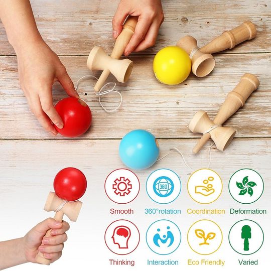 Discover Wooden Swordball Toy Professional Skills Training for Children's Eye Hand Coordination Adult Outdoor Fun Juggling Sports Fitness