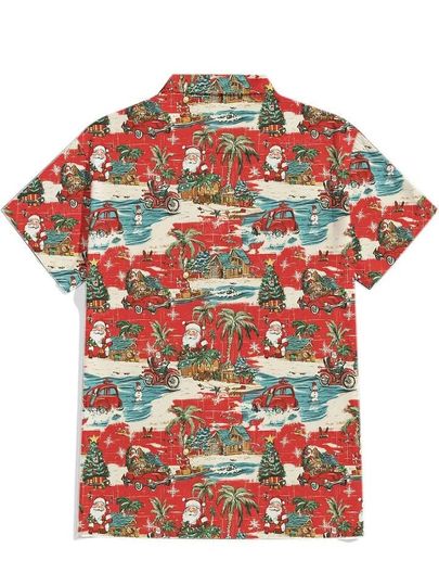 Santa Tropical Christmas Hawaiian Shirt, Festive Aloha Beach Santa Shirt for Men and Women