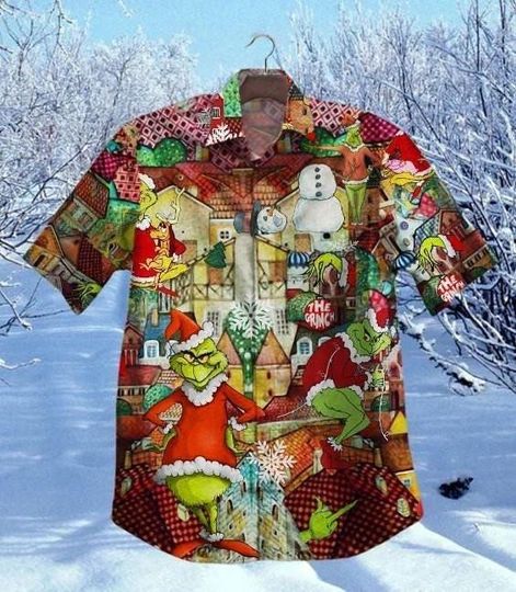 Discover Funny Christmas Hawaiian Shirt with Character, Vintage Tropical Aloha Shirt