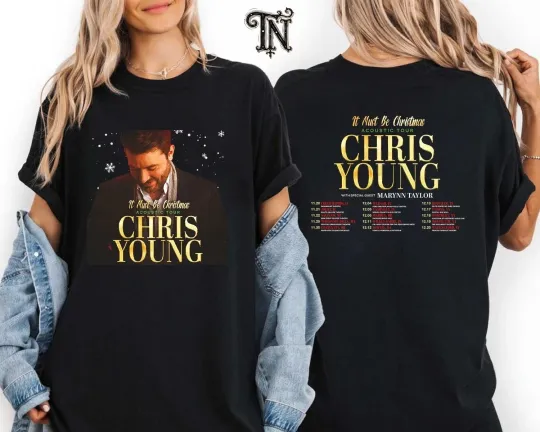Discover Chris Young 2025 US Tour Dates Double Sided Unisex Inspired T-Shirt
