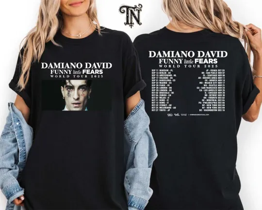 Discover DAMIANO David FUNNY Little FEARS Album Tour 2025 Double Sided T-Shirt