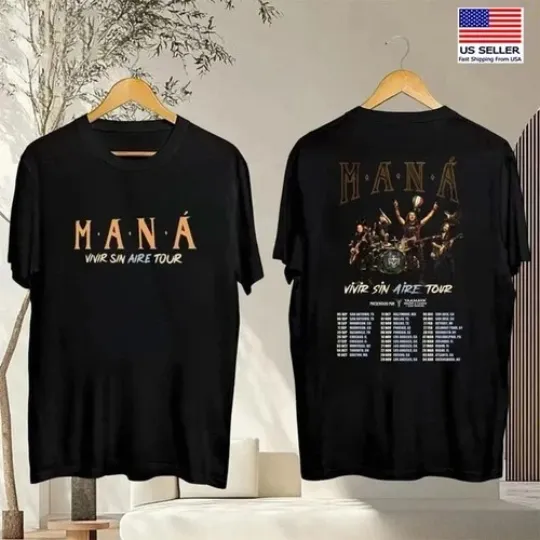 Discover Mana Band Tour 2025 T-Shirt, Maná Vivir Sin Aire Tour 2025 T-Shirt Double Sides