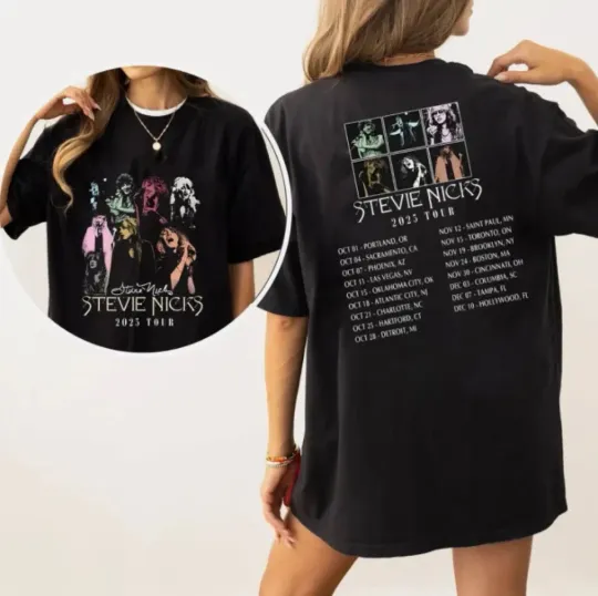 Stevie Nicks Live Concert Music Tour Dates 2025 Double Sided T-Shirt