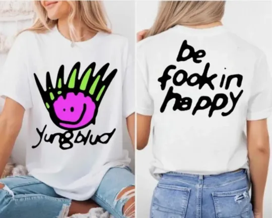 Yungblud World Tour 2025 Concert Tee Be Fookin Happy Double Sided T-Shirt
