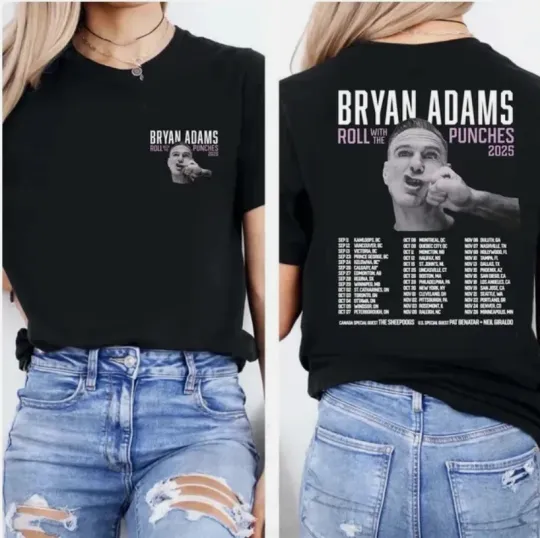 Discover Bryan Adams Roll With The Punches Tour 2025 Double Sided Unisex T-Shirt