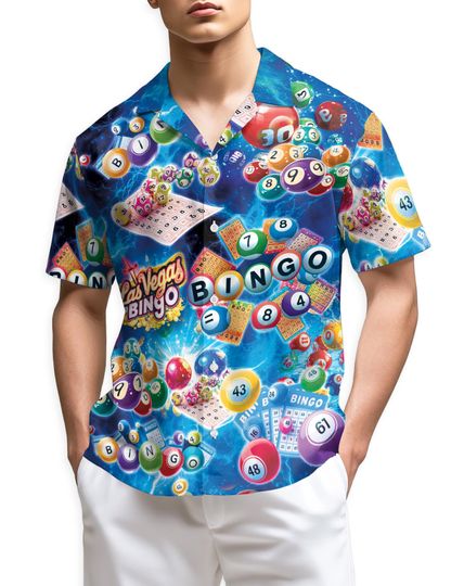 Discover Bingo Hawaiian Shirt, Las Vegas Bingo Shirt, Bingo Player Gift Shirt, Casino Gambling Aloha Shirt, Lucky Bingo Balls Summer Shirt