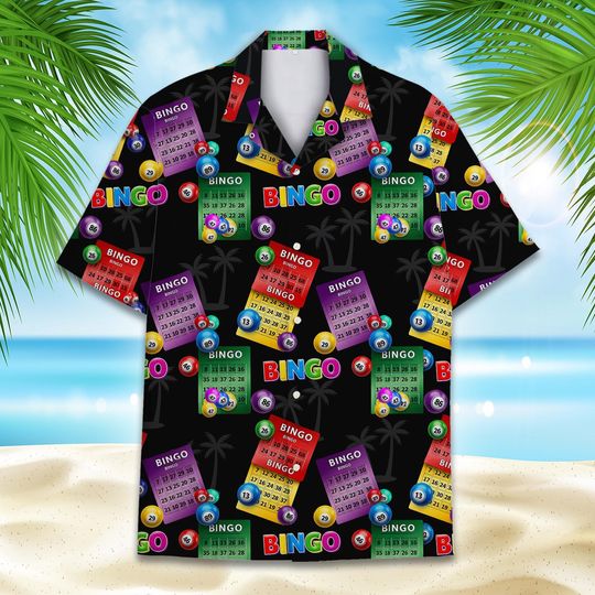 Colorful Bingo Hawaiian Shirt for Men and Women, Aloha Casino Game Night Button Down Shirt