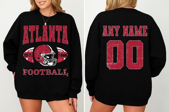 Discover Vintage  Atlanta Football Sweatshirt- Hoodie- Tshirt , Custom  Atlanta Football Shirt, Football Crewneck Shirt, Retro Atlanta Football Shirt