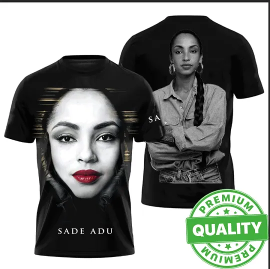 Discover Sade Singer Greatist Hit 3D AOP Shirt Big Face Black Unisex