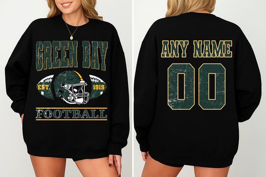 Discover Vintage Green Bay  Football Sweatshirt- Hoodie- Tshirt , Custom Green Bay  Football Shirt, Football Crewneck Shirt, Retro Green Bay Football