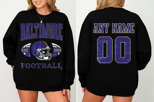 Discover Vintage Baltimore Football Sweatshirt-Hoodie-Tshirt, Custom Baltimore Football Shirt, Football Crewneck Shirt,Retro Baltimore Football Shirt