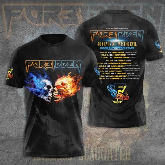 Discover Forbidden Band 3D T-shirt, 40 Years of Twisted Evil, Metal Band Fan