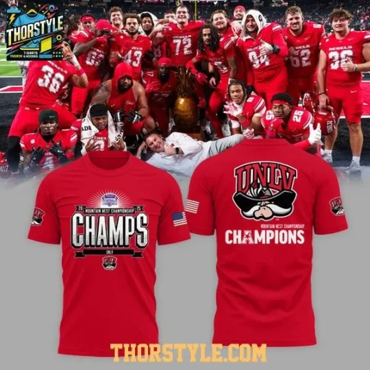 Discover 2025 UNLV Rebels Mountain West Champions Celebrating 3D T-Shirt