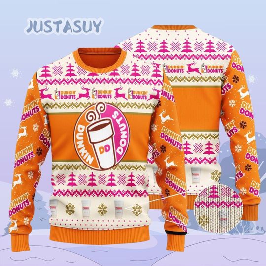 Dunkin Donuts Sweater, Coffee Addict Christmas Sweater, Just Donut Holiday Sweater