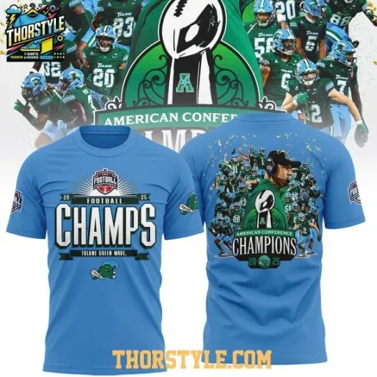Discover Tulane Wave Football Champs 2025 Special Edition 3D Fan T-Shirt