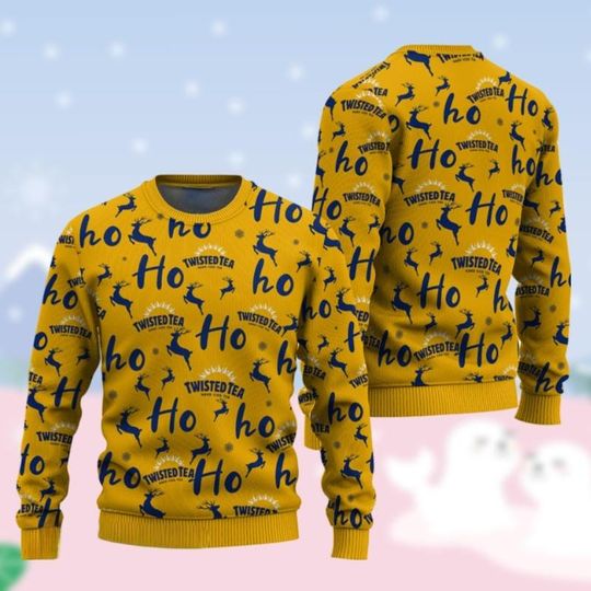 Twisted Tea Ho Ho Christmas Sweater, Tea Lover Ugly Xmas Sweater, Drinking Holiday Sweater