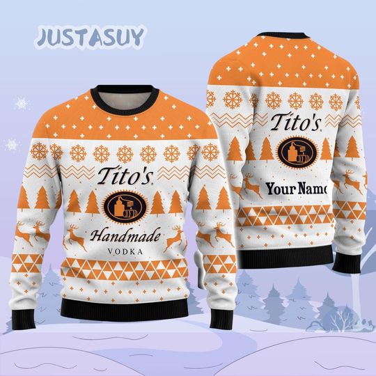 Discover Personalized Titos Christmas Sweater, Vodka Ugly Sweater, Drinking Holiday Sweater, Titos Fan Xmas Sweater, Vodka Alcohol Sweater