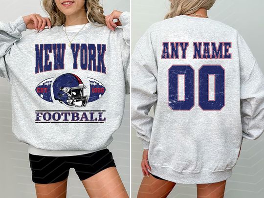Discover Vintage New York Football Sweatshirt- Hoodie- Tshirt, Custom New York Football Shirt, Football Crewneck Shirt, Retro New York Football Shirt