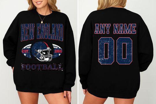 Discover Vintage  New England Football Sweatshirt- Hoodie- Tshirt , Custom  New England Football Shirt, Football Crewneck Shirt, New England Football