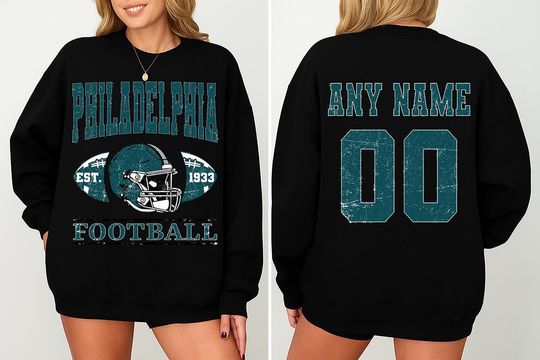 Discover Vintage Philadelphia Football Sweatshirt- Hoodie- Tshirt, Custom Philadelphia Football Shirt, Football Crewneck Shirt, Philadelphia Football