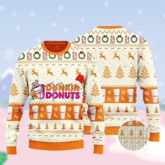 Dunkin Donuts Sweater, Coffee Addict Ugly Christmas Sweater, Just Donut Sweater Men